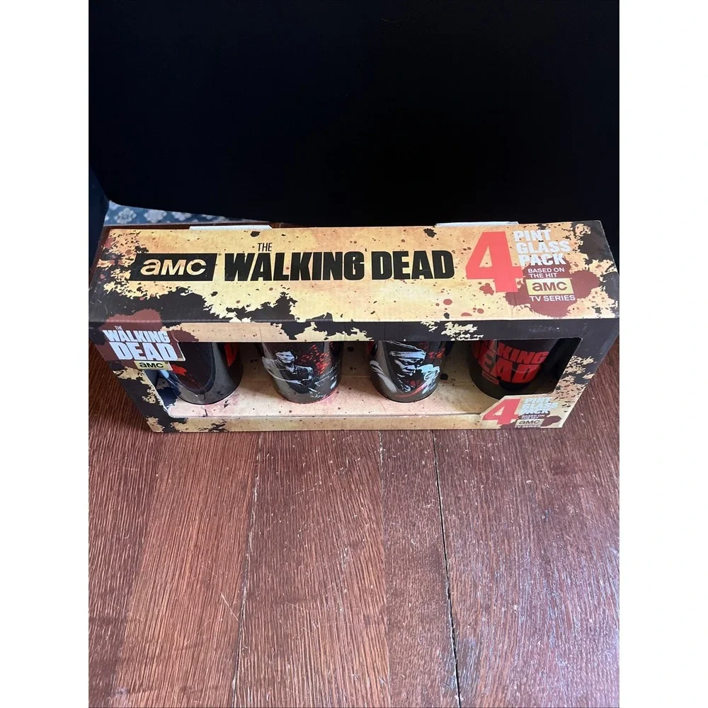 The Walking Dead, Pint Glass 4 Pack, Rick Glenn Daryl Michonne 16 oz,‎ New